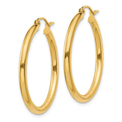 14K Polished 2.5mm Tube Hoop Earrings - 7