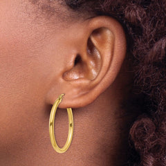 14K Polished 2.5mm Tube Hoop Earrings - 7
