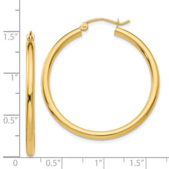 14k Polished 2.5mm Lightweight Tube Hoop Earrings - 2