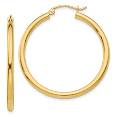 14k Polished 2.5mm Lightweight Tube Hoop Earrings - 2