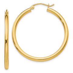 14K Polished 2.5mm Tube Hoop Earrings - 8