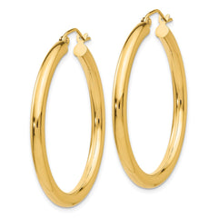 14K Polished 3mm Tube Hoop Earrings - 7