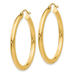14K Polished 3mm Lightweight Tube Hoop Earrings - 4