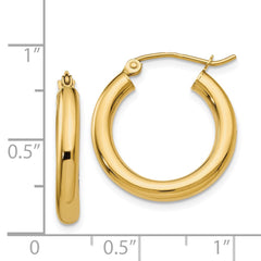 14k Polished 3mm Tube Hoop Earrings - 2
