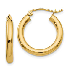 14k Polished 3mm Tube Hoop Earrings - 2