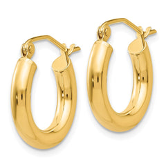 14K Polished 3mm Tube Hoop Earrings - 2