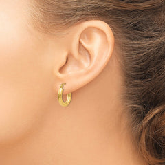 14K Polished 3mm Tube Hoop Earrings - 2