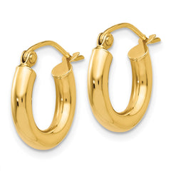 14k Polished 3mm Lightweight Tube Hoop Earrings - 2