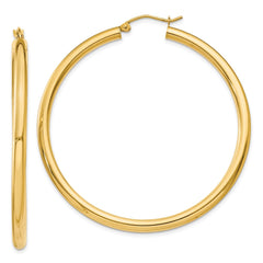 14K Polished 3mm Tube Hoop Earrings - 4