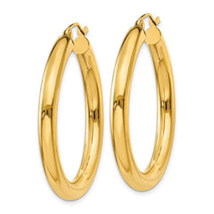 14K Polished 4mm Tube Hoop Earrings - 4