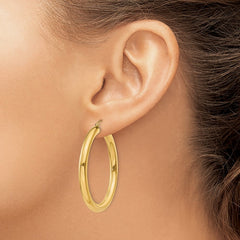 14K Polished 4mm Tube Hoop Earrings - 5