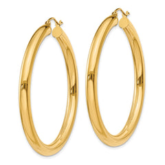 14K Polished 4mm Lightweight Tube Hoop Earrings - 5