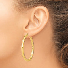 14K Polished 4mm Lightweight Tube Hoop Earrings - 6