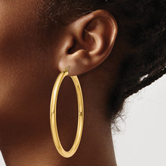 14K Polished 4mm Tube Hoop Earrings - 7