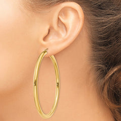 14K Polished 4mm Lightweight Tube Hoop Earrings - 2