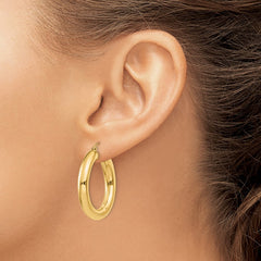 14k Polished 5mm Tube Hoop Earrings - 7