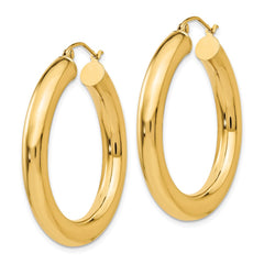14k Yellow Gold Polished 5mm Lightweight Hoop Earrings - 2
