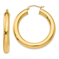 14k Yellow Gold Polished 5mm Lightweight Hoop Earrings - 2