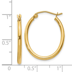 14k Oval Polished Hoop Earring - 3