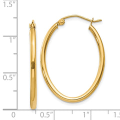 14k Oval Polished Hoop Earring - 4