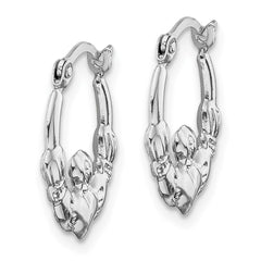14k White Gold Claddagh Hoop Earrings - 7