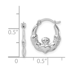 14k White Gold Claddagh Hoop Earrings - 7