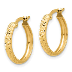 14K Polished and Diamond-cut Hoop Earrings - 4