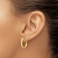 14K Polished and Diamond-cut Hoop Earrings - 4