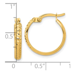 14K Polished and Diamond-cut Hoop Earrings - 4
