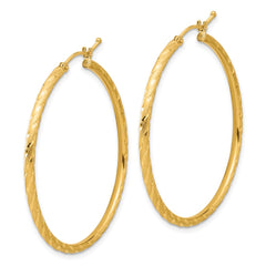 14k Polished and Satin D/C 2.00mm Hoop Earrings - 4
