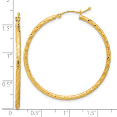 14k Polished and Satin D/C 2.00mm Hoop Earrings - 4