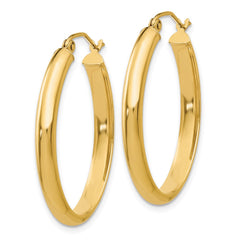 14k Polished 3.5mm Oval Hoop Earrings - 2