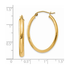 14k Polished 3.5mm Oval Hoop Earrings - 2