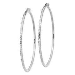 14k White Gold Diamond-cut 2mm Round Tube Hoop Earrings - 11