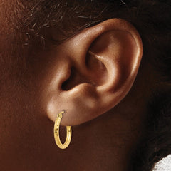 14k Diamond-cut 2mm Round Tube Hoop Earrings - 10