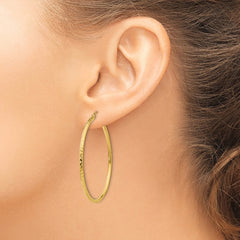 14k Diamond-cut 2mm Round Tube Hoop Earrings - 5