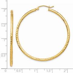 14k Diamond-cut 2mm Round Tube Hoop Earrings - 5