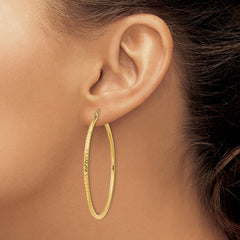 14k Diamond-cut 2mm Round Tube Hoop Earrings - 6