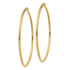 14k Diamond-cut 2mm Round Tube Hoop Earrings - 2