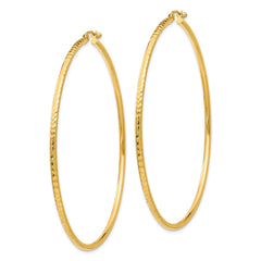 14k Diamond-cut 2mm Round Tube Hoop Earrings - 12