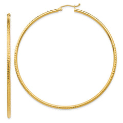 14k Diamond-cut 2mm Round Tube Hoop Earrings - 12