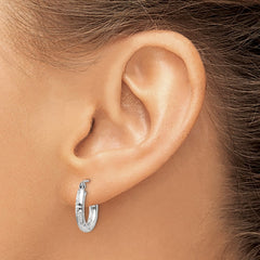14k White Gold Diamond-cut 3mm Round Hoop Earrings - 3