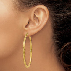 14k Diamond-cut 3mm Round Hoop Earrings - 8