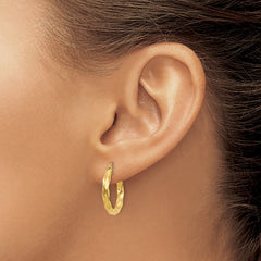14k Polished 3mm Twisted Hoop Earrings - 6