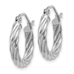 14k White Gold Polished 3.25mm Twisted Hoop Earrings - 3