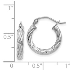 14k White Gold Polished 3.25mm Twisted Hoop Earrings - 3