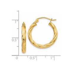 14k Polished 2.75mm Twisted Hoop Earrings - 2