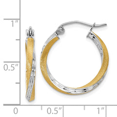 14k & Rhodium Diamond-cut 2.5mm Twisted Hoop Earrings - 3