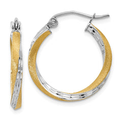 14k & Rhodium Diamond-cut 2.5mm Twisted Hoop Earrings - 3
