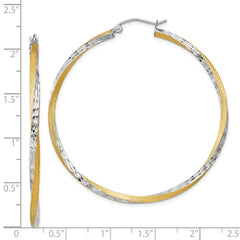 14k & Rhodium Diamond-cut 2.5mm Twisted Hoop Earrings - 4